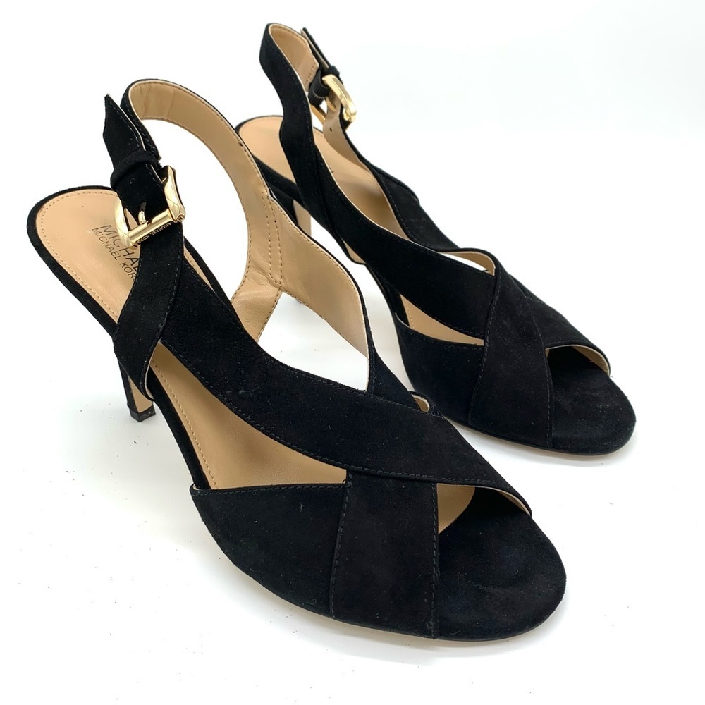 Michael Michael Kors black suede slingback heels